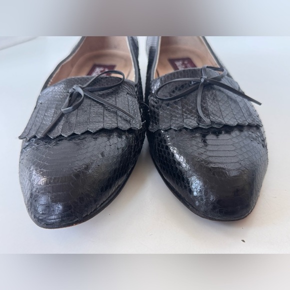 Vintage De La Rentis Genuine Snakeskin Tasseled Leather Shoe Loafer Mens Size 8 main image 11